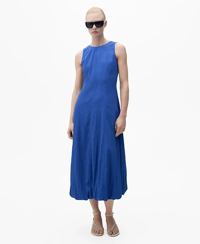 Mango Women's Puffed Hem Midi Dress