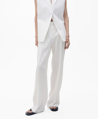 Mango Women's Straight-Fit Linen Suit Pants