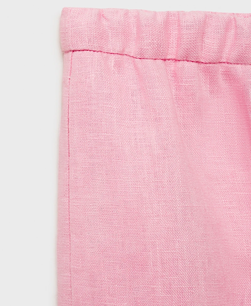 Mango Women's Bow Straight-Fit Linen Pants
