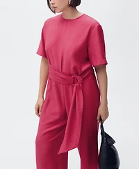 Mango Women's Straight-Fit Short-Sleeved Jumpsuit
