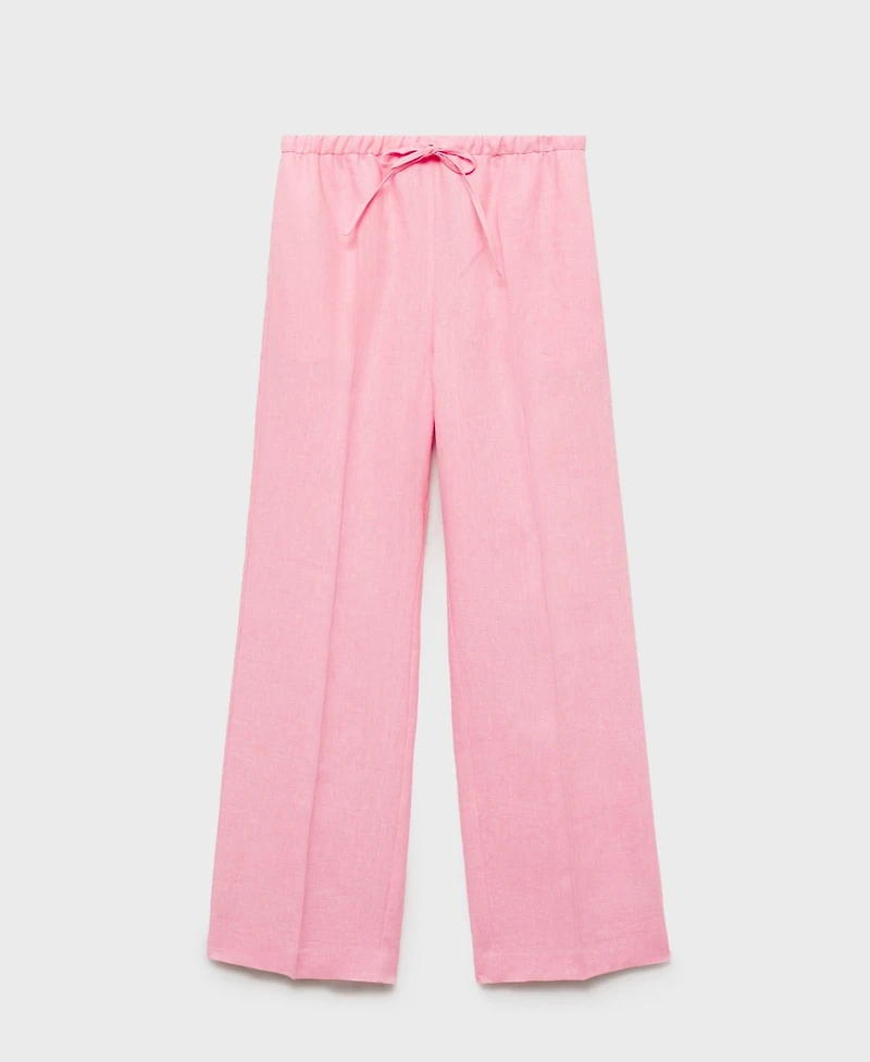 Mango Women's Bow Straight-Fit Linen Pants