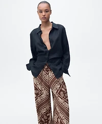 Mango Women's Wide Leg Paisley Pants