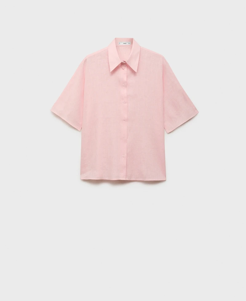 Mango Women's Short Sleeve Linen-Blend Shirt