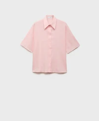 Mango Women's Short Sleeve Linen-Blend Shirt