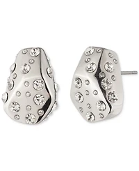 Givenchy Silver-Tone Pave Nugget Stud Earrings