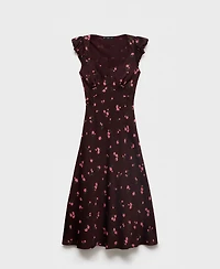 Mango Women's Short-Sleeved Floral Midi Dress