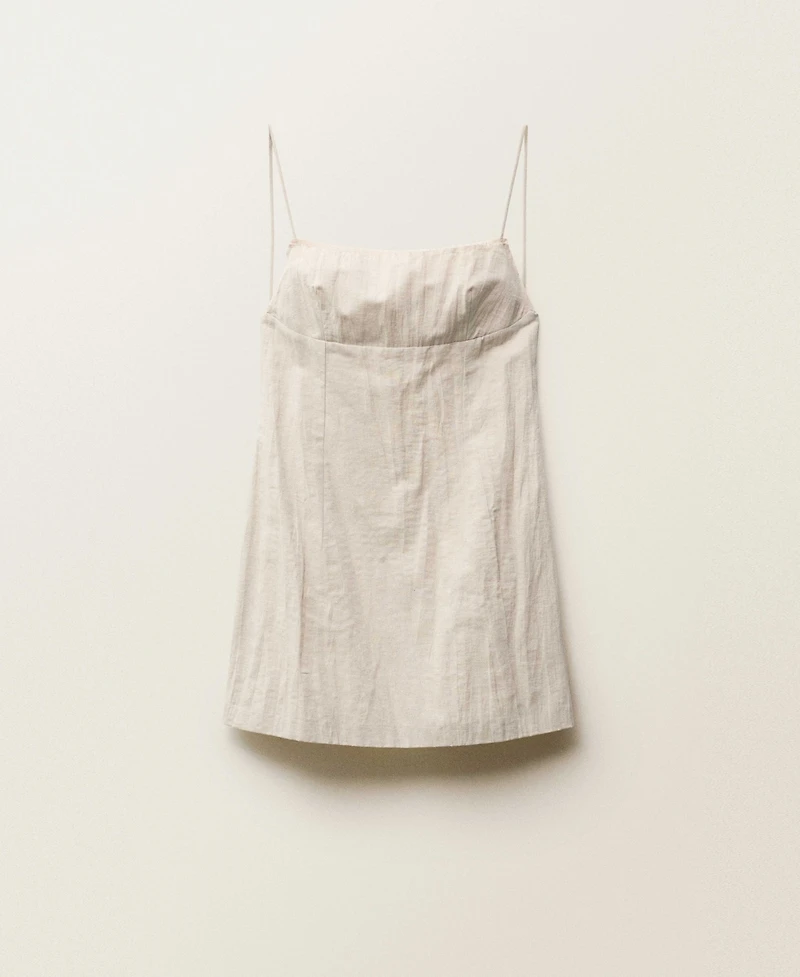 Mango Women's Frayed Neckline Cotton Dress