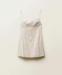 Mango Women's Frayed Neckline Cotton Dress