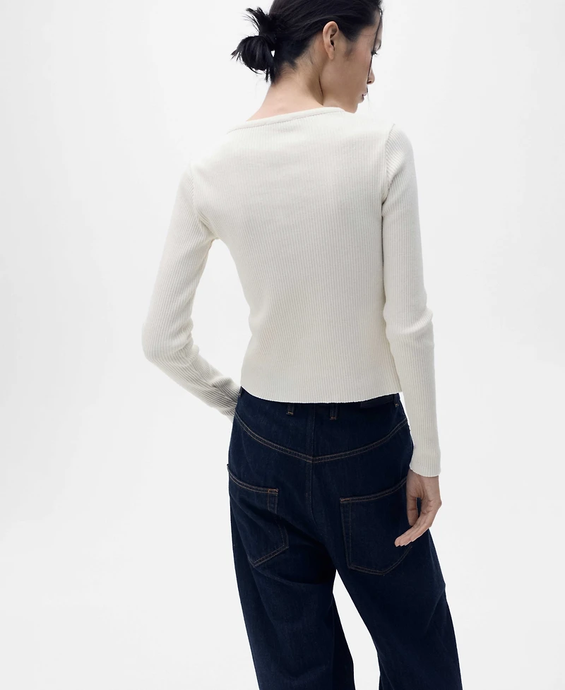 Mango Women's Contrasting Closure Cotton Cardigan