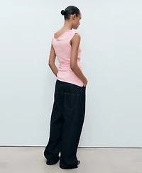 Mango Women's Asymmetrical Fine-Knit Top