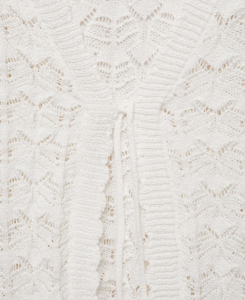 Mango Women's Crochet Bow Closure Cardigan
