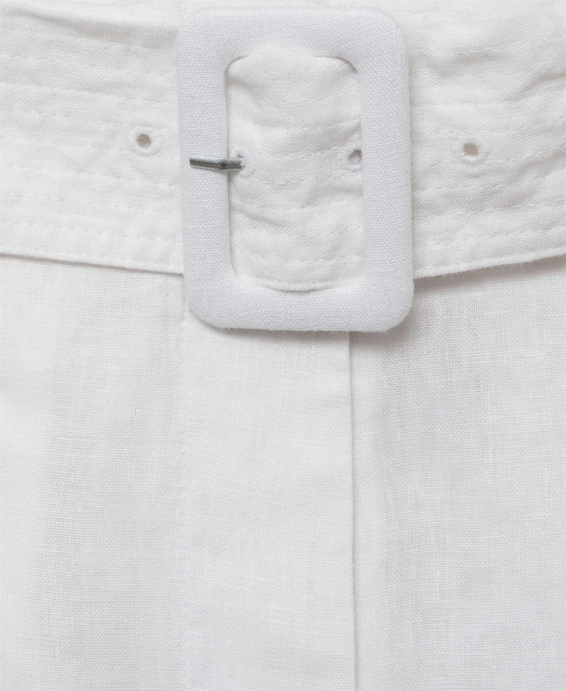 Mango Women's Belt Linen-Blend Bermuda Shorts
