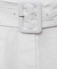 Mango Women's Belt Linen-Blend Bermuda Shorts