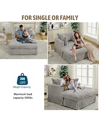 Streamdale Oversized Corduroy Chaise Lounger with Ottoman
