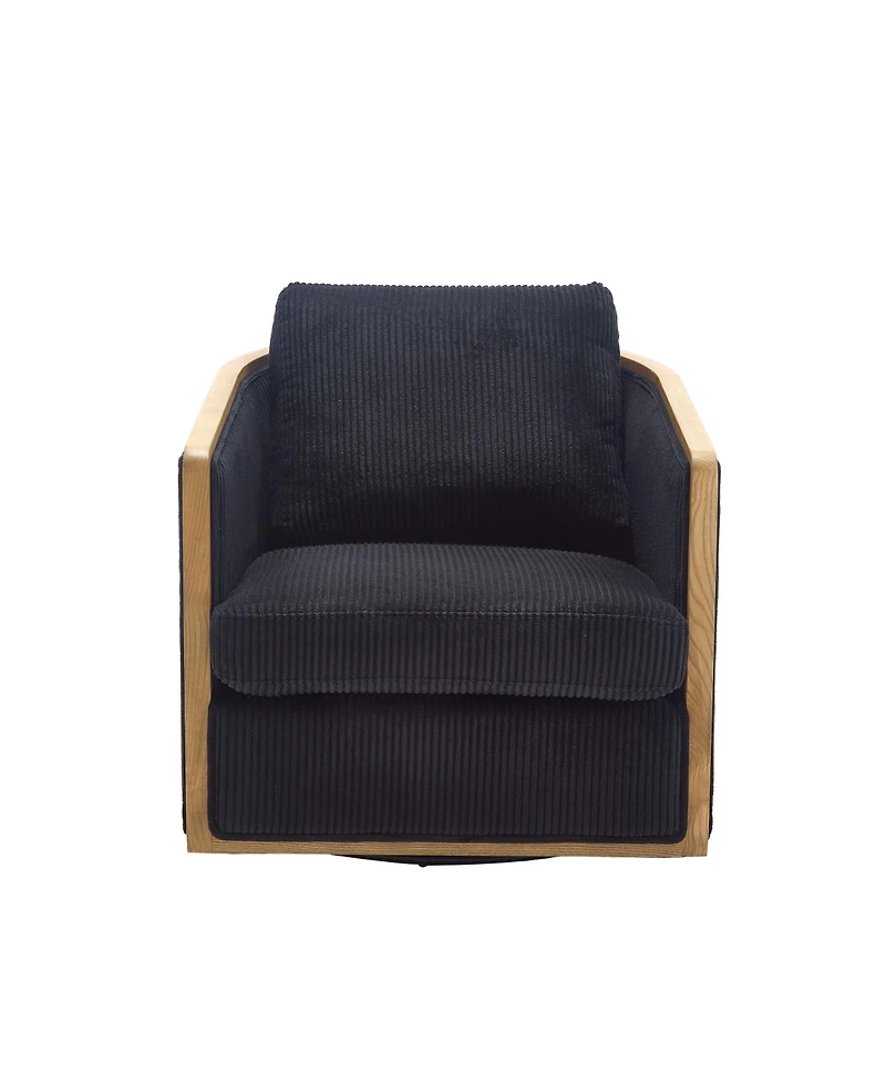 Streamdale Corduroy Swivel Barrel Chair for Home & Office (Black)