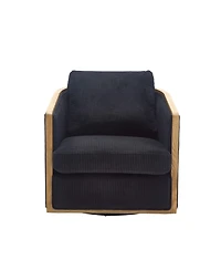 Streamdale Corduroy Swivel Barrel Chair for Home & Office (Black)