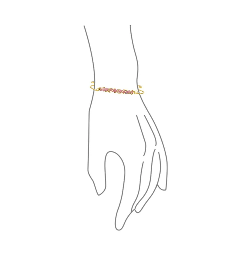 Bling Jewelry Set of 3 Natural Pink Tourmaline, Aquamarine and Turquoise Bolo Bracelet Gold Plated
