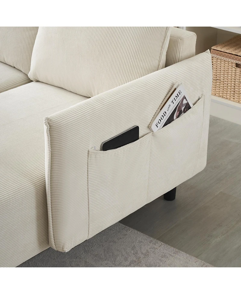 79.50 inches long, Velvet Sofa Fabric, with three matching pillows and spacious and comfortable seats, for Apartment Office Living Room