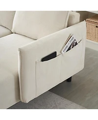 79.50 inches long, Velvet Sofa Fabric, with three matching pillows and spacious and comfortable seats, for Apartment Office Living Room