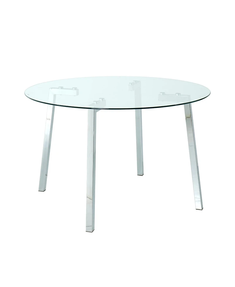 Streamdale Modern Glass Dining Set 6 Chairs, Round Table