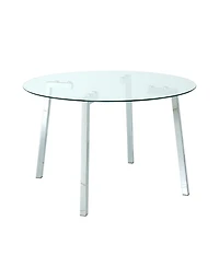 Streamdale Modern Glass Dining Set 6 Chairs, Round Table