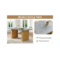Streamdale Cozy Modern Dining Set with 4 Curved Leather Chairs, 67x35