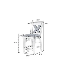 Streamdale Set of 2 Modern Counter Height Wooden Chairs