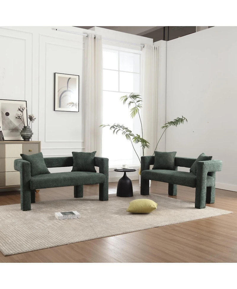 Streamdale Upholstered Chenille Loveseat Compact Sofa for Living Areas (Emerald)