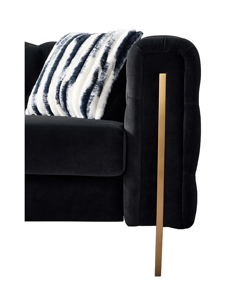 Streamdale Chesterfield Modern Tufted Velvet Living Room Sofa, 84.25"W Couch,Black