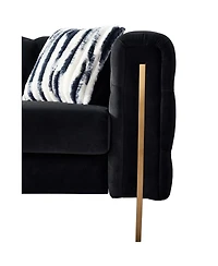 Streamdale Chesterfield Modern Tufted Velvet Living Room Sofa, 84.25"W Couch,Black