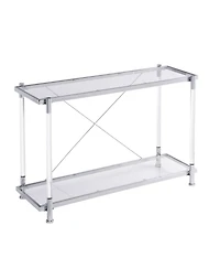 Streamdale Chrome & Acrylic Glass Sofa Table with Storage Shelves