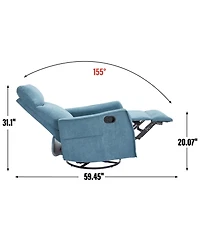 Streamdale Heat Massage Manual Recliner Chair with Rocker and Swivel in Fabric for Living Room