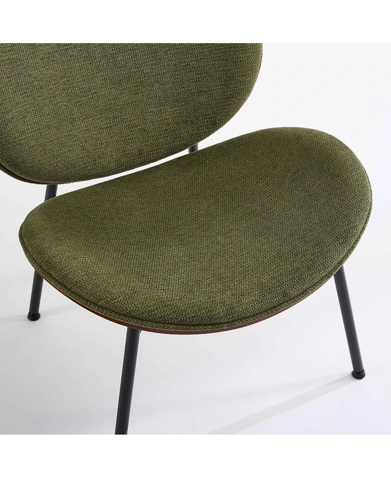 Streamdale Mid-Century Shell Chair Walnut Finish, Green Fabric, Comfortable Backrest