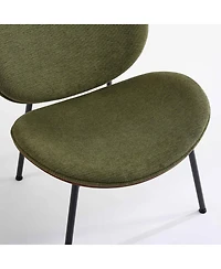 Streamdale Mid-Century Shell Chair Walnut Finish, Green Fabric, Comfortable Backrest
