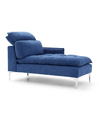 Streamdale 55" Blue Chaise Lounge with Armrest and Pillow