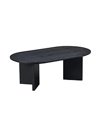 Streamdale Furniture Modern 39.37" Oval Coffee Table with Pedestal Base