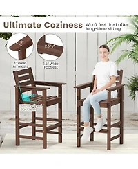 Patio Hdpe Adirondack Bar Chairs Set of 2 with Wide Armrests
