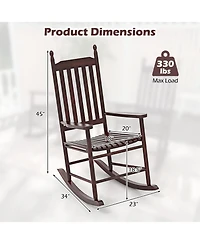High-Back Acacia Wood Outdoor Rocking Chair with Solid Rocking Base