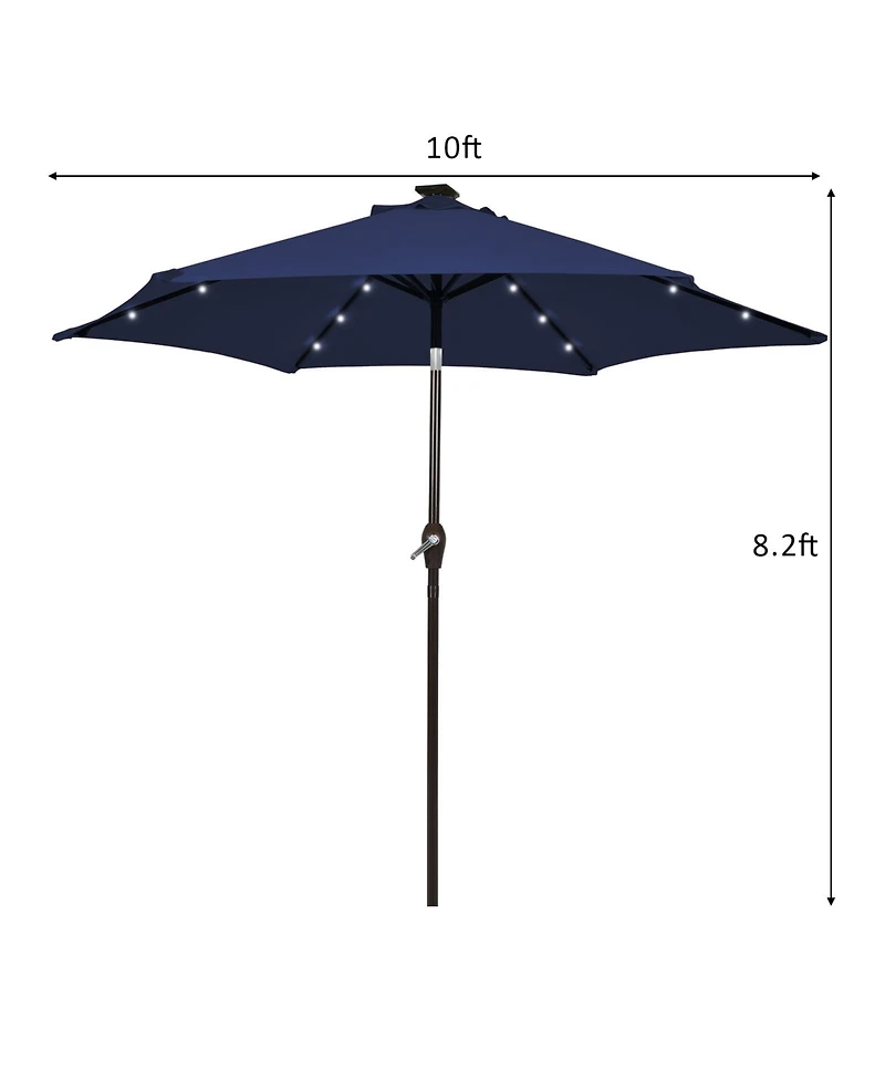 10 Feet Outdoor Patio Umbrella with Bright Solar Led Lights