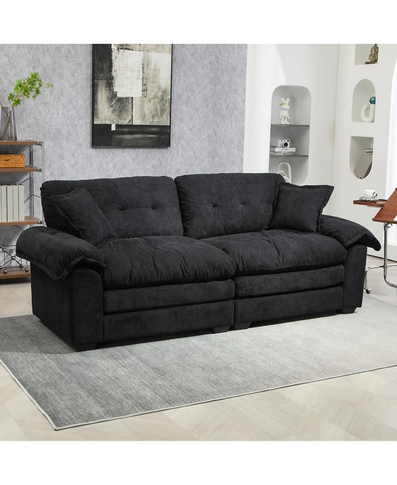 Streamdale Chenille Recliner Sofa with Pillows & Memory Foam