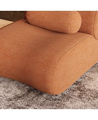 Streamdale Modern Chenille Sofa with Reclining Backrest and Pillows, Rust Orange