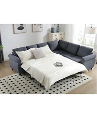 Streamdale 2-in-1 Sleeper Sofa, 6-Seater Sectional Couch Bed, 104" Gray Sofa Bed for Living Room
