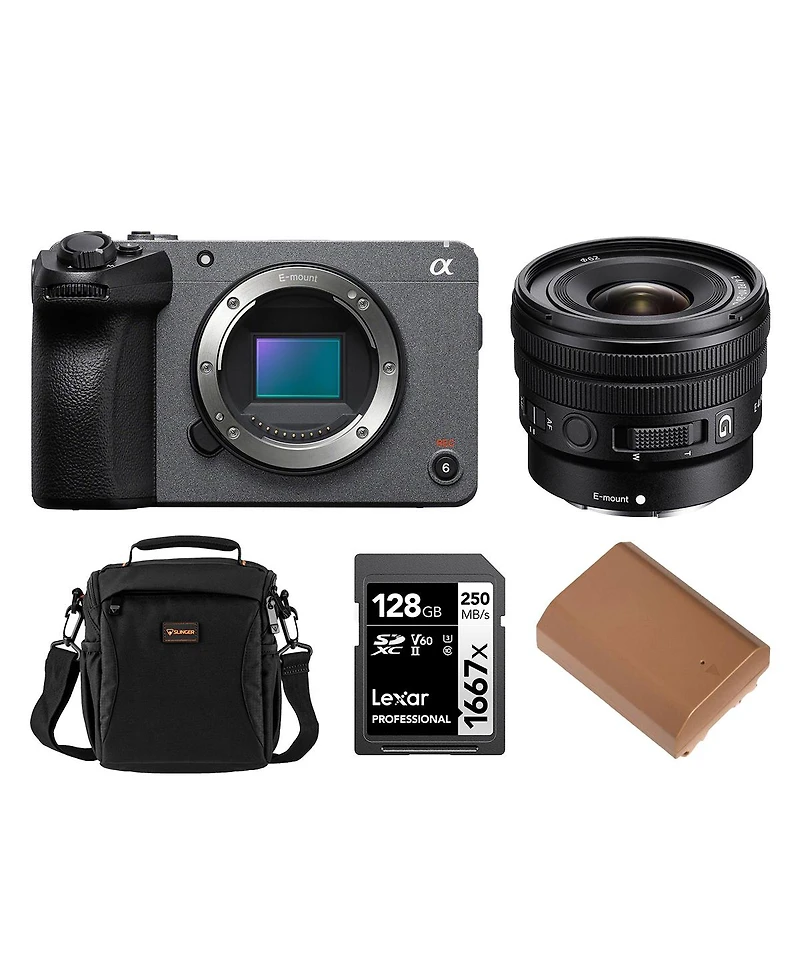 Sony FX30 Super 35 Cinema Line Camera with E Pz 10-20mm f/4 G Lens, Np-FZ100 17.3Wh 7.2V 2400mAh Lithium-Ion Battery Pack with Usb-c Charging Port, Se