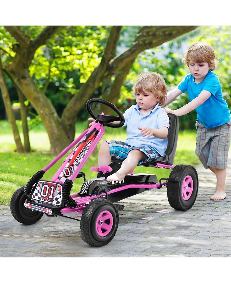 4 Wheels Kids Ride On Pedal Powered Bike Go Kart Racer Car Outdoor Play Toy