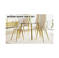 Streamdale Glass Table & Gold Leg Chairs