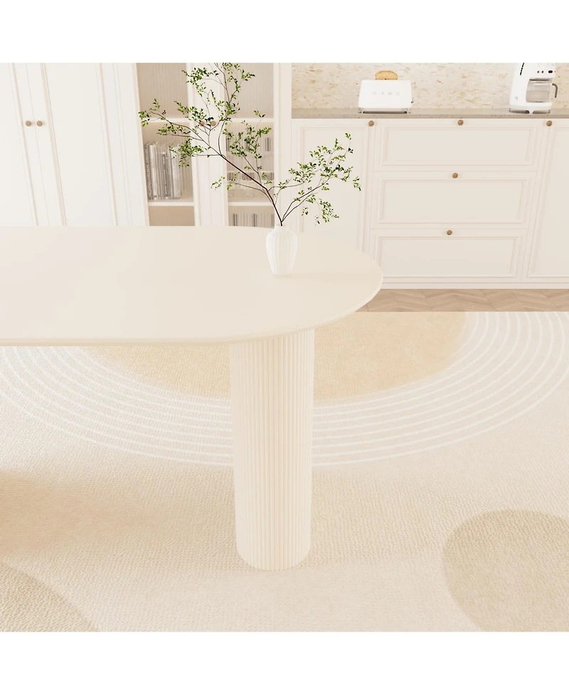 63" Cream Dining Table & Beige Chairs (4)