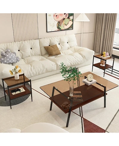 Streamdale Tempered Glass Coffee and End Table Set (3)