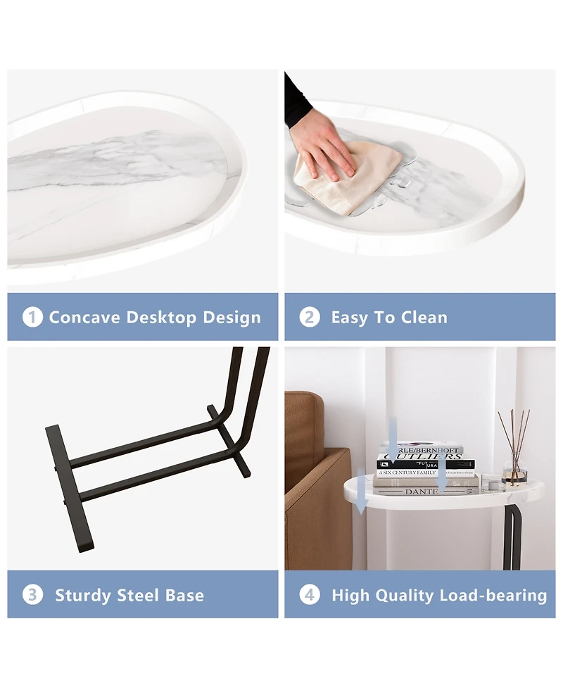 Streamdale 2-Piece C-Shaped End Table with Slide (White)
