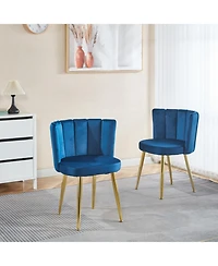 Streamdale Cozy Velvet Dining Chair (Set of 2) with Gold Legs