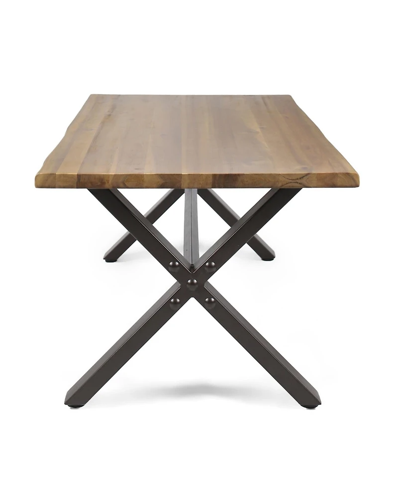 Streamdale Furniture Acacia Coffee Table, Teak/Rustic Metal, Brown/Black, 18"H 27"W 43"L